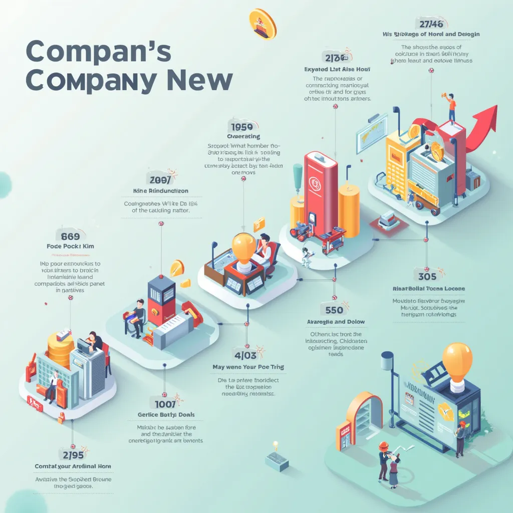 Gráfico moderno representando la línea de tiempo y evolución de la empresa de consultoría